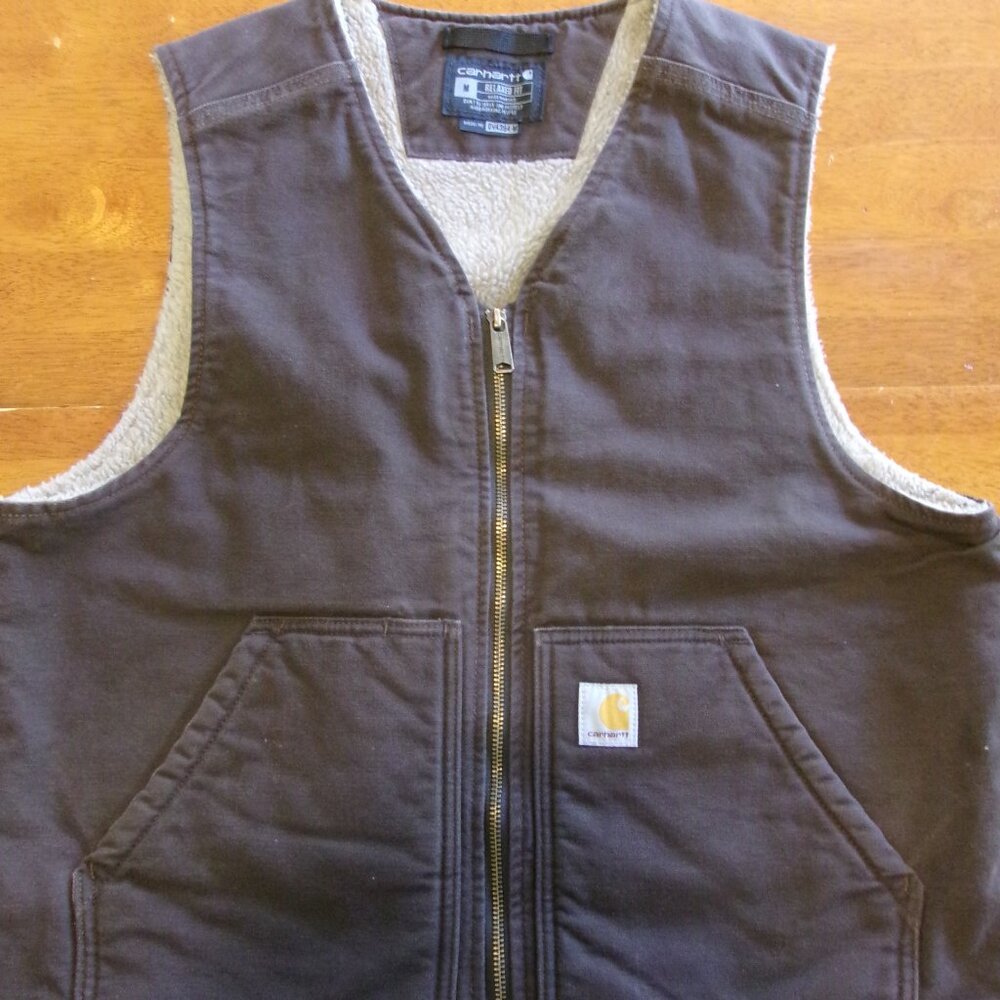 Carhartt sleeveless sherpa lined brown vest jacket